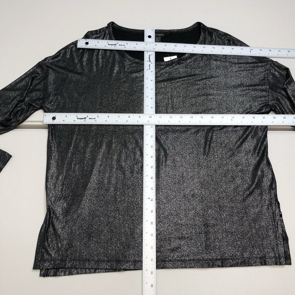 Banana Republic Women’s Tunic Top Sweater Metallic Size M Black Gray Long Sleeve - Picture 4 of 9